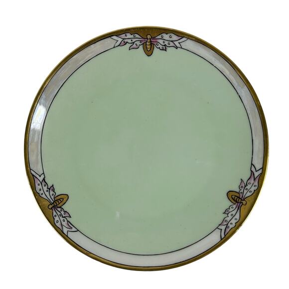Art Nouveau Thomas Bavaria 4 Piece Luncheon Set Light Apple Green & Butterfly - Picture 15 of 16